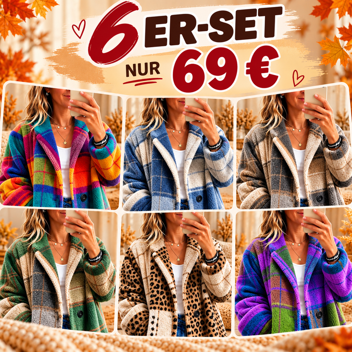 ✨ Kuscheliger Fleece-Mantel im Karodesign – Kräftige Farben, müheloser Stil