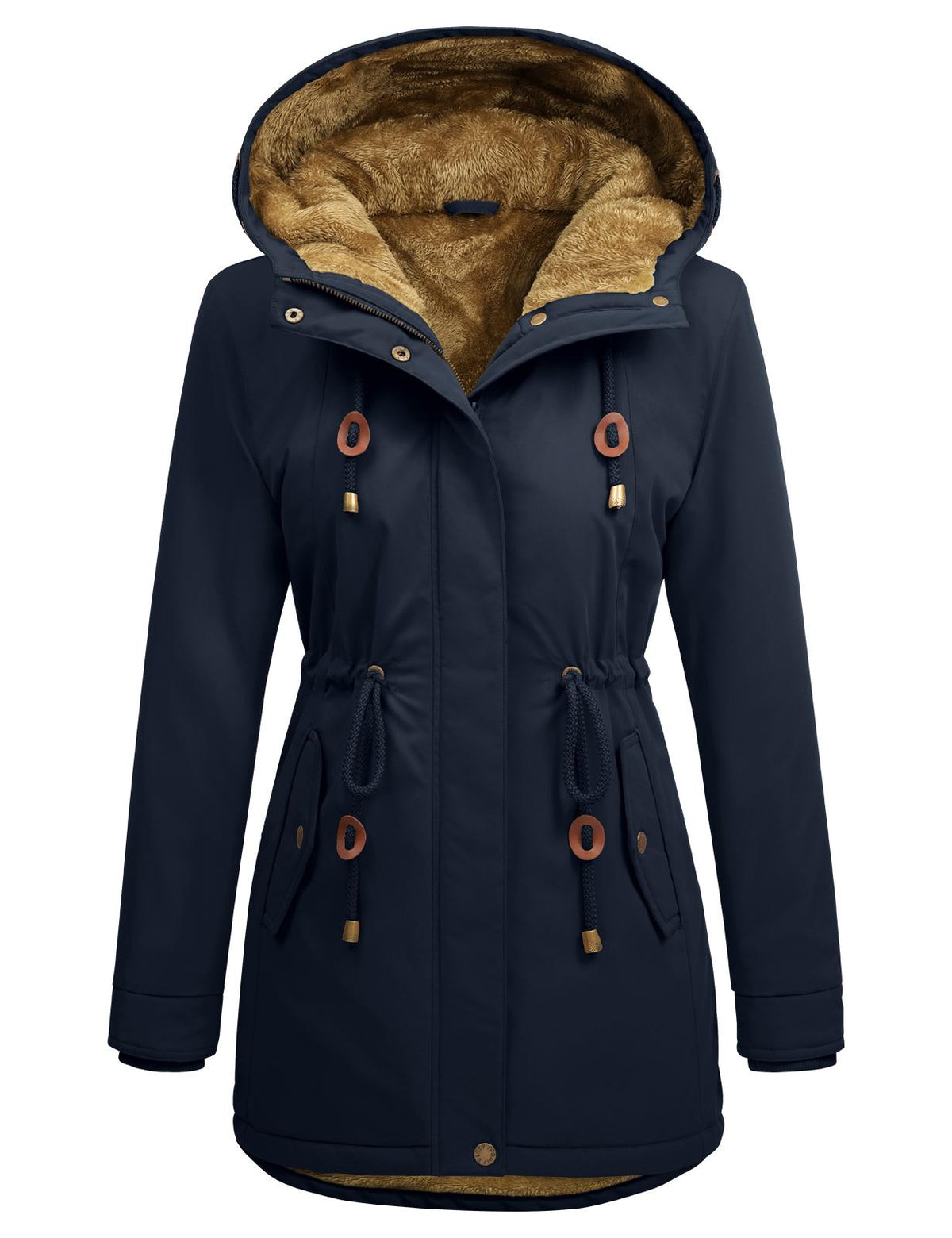 Damen-Fleeceparka, mit Kapuze, lang und warm