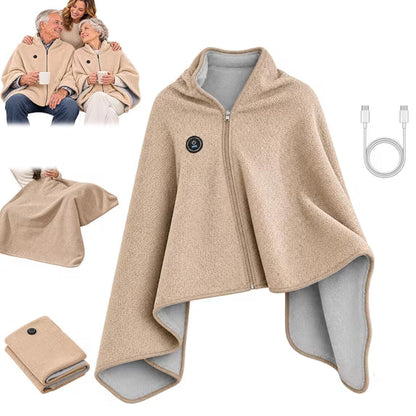 🎁Black Friday Deal｜Washable Fleece USB Heated Wrap Poncho