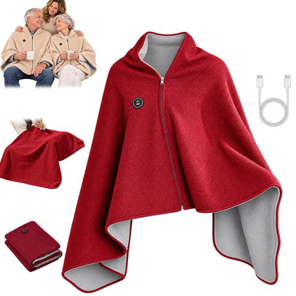 🎁Black Friday Deal｜Washable Fleece USB Heated Wrap Poncho