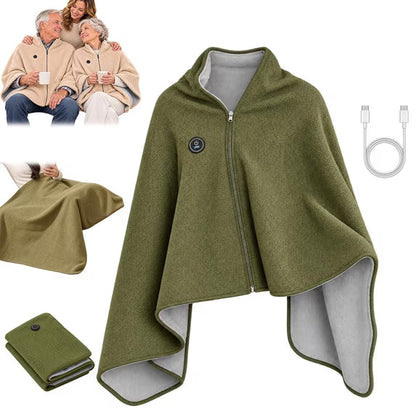 🎁Black Friday Deal｜Washable Fleece USB Heated Wrap Poncho