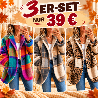 ✨ Kuscheliger Fleece-Mantel im Karodesign – Kräftige Farben, müheloser Stil