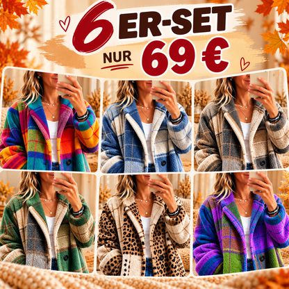✨ Kuscheliger Fleece-Mantel im Karodesign – Kräftige Farben, müheloser Stil